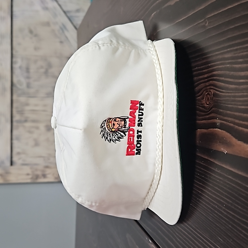 Vintage Red Man Snuff Truck Hat with Rope Detail